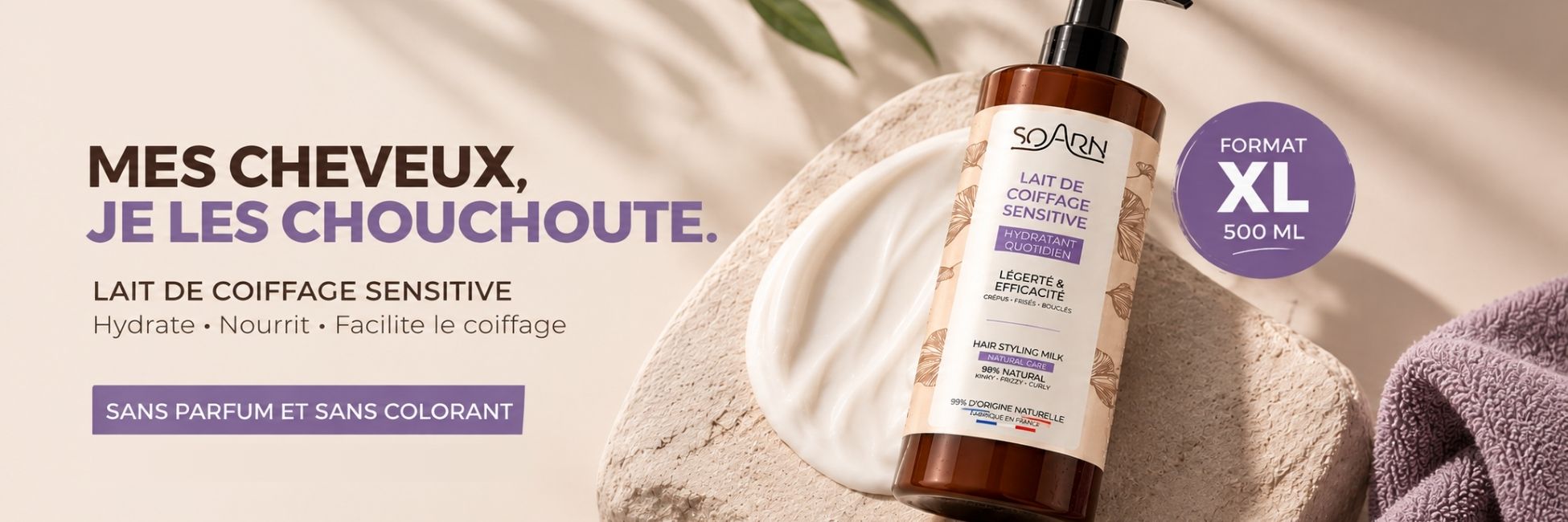 Le lait capillaire sensitive, sans parfum et léger pour le quotidien